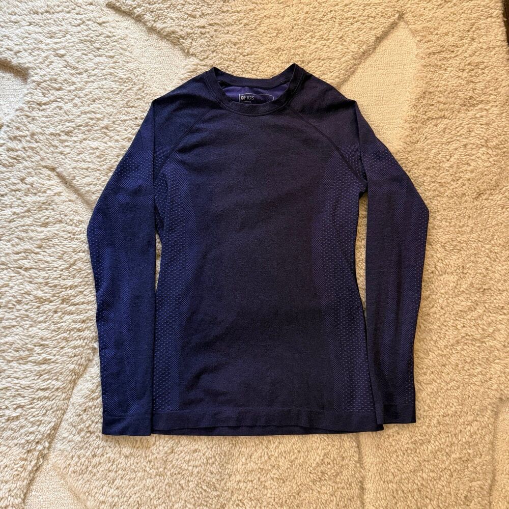 FIGS Salta Seamless Long-Sleeve Underscrub Top Deep Purple Haze - Small